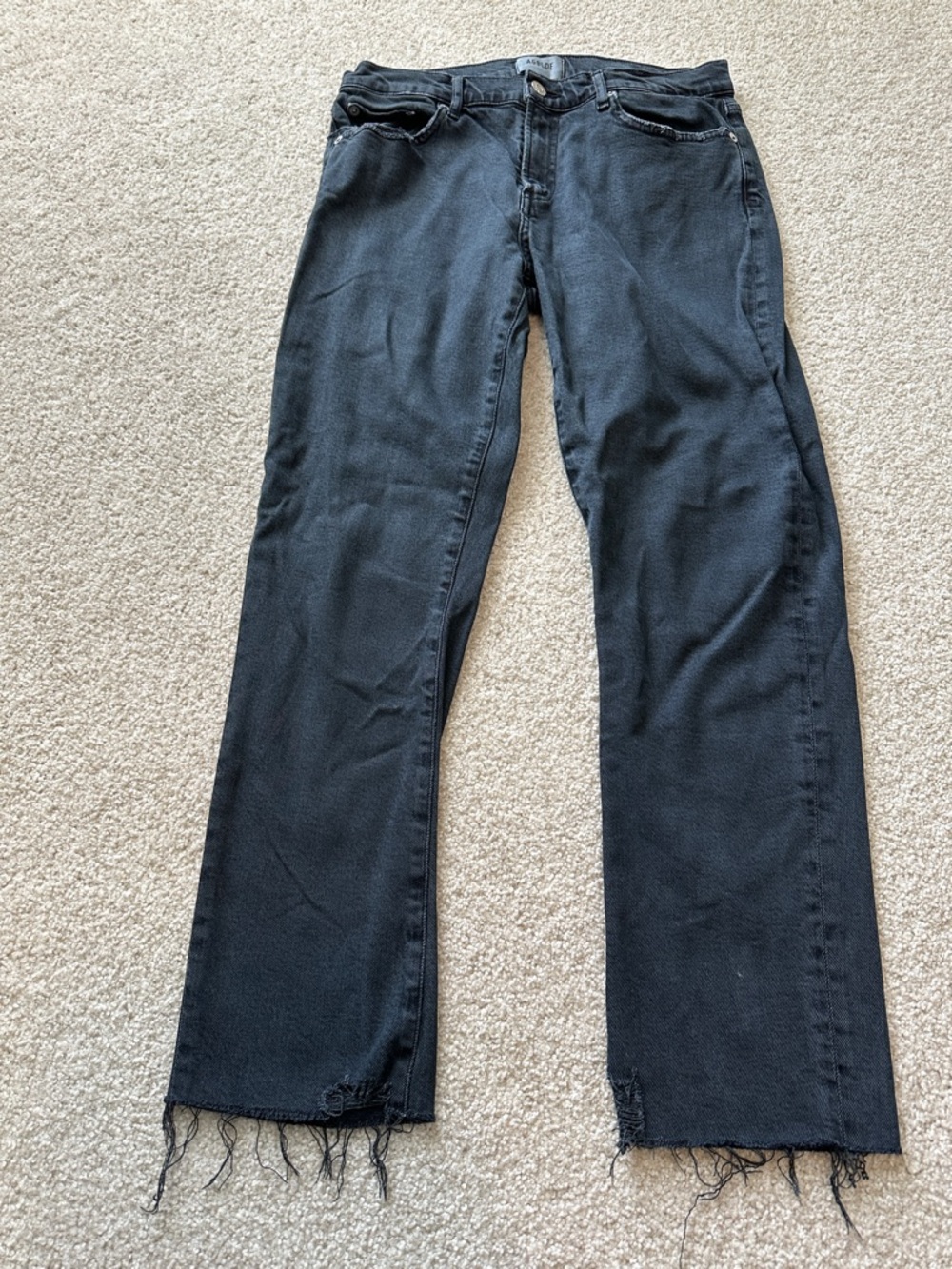 Agolde Gray Distressed Straight Jeans